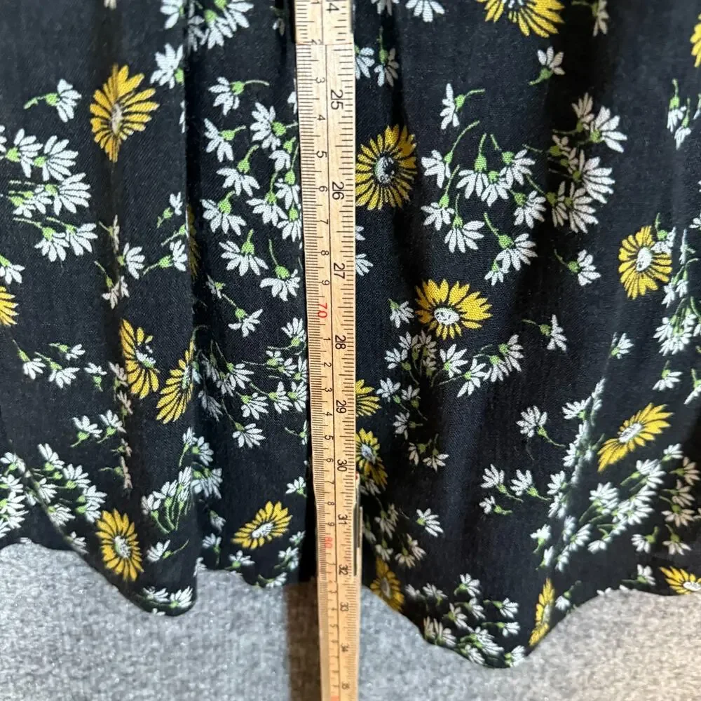 Free People Romper Dress Womens‎ 6 Black Ditsy Floral Short Sleeve Bohemian